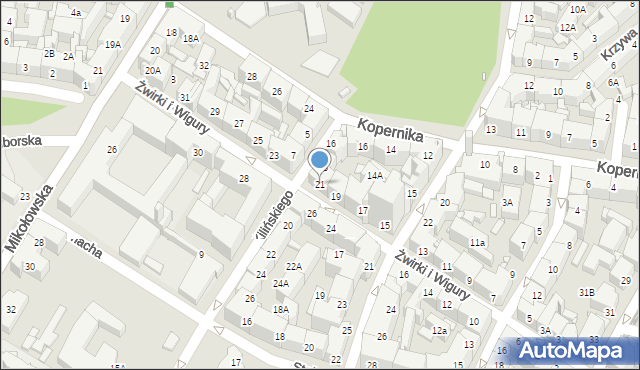 Katowice, Franciszka Żwirki i Stanisława Wigury, 21, mapa Katowic