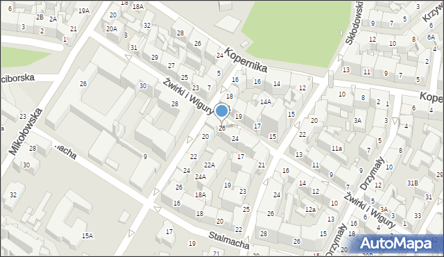 Katowice, Franciszka Żwirki i Stanisława Wigury, 26, mapa Katowic