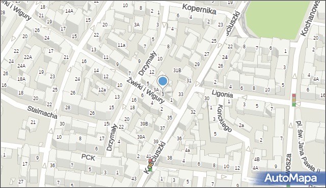 Katowice, Franciszka Żwirki i Stanisława Wigury, 3, mapa Katowic