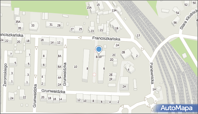 Katowice, Franciszkańska, 8-10, mapa Katowic