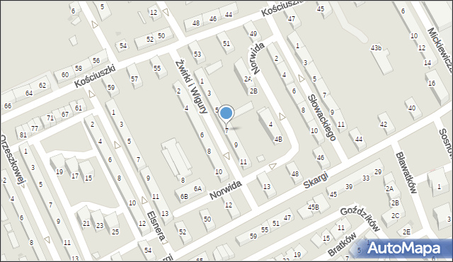 Kędzierzyn-Koźle, Franciszka Żwirki i Stanisława Wigury, 7, mapa Kędzierzyna-Koźle