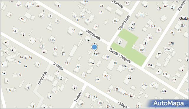 Kobyłka, Franciszka Żwirki i Stanisława Wigury, 16A, mapa Kobyłka