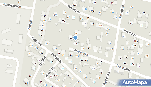 Kobyłka, Francuska, 30A, mapa Kobyłka