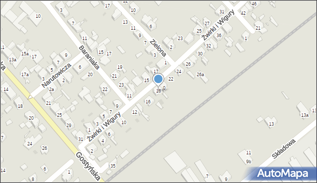 Kościan, Franciszka Żwirki i Stanisława Wigury, 18, mapa Kościan