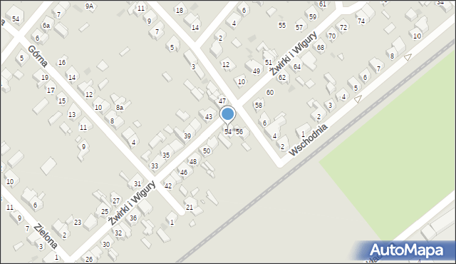 Kościan, Franciszka Żwirki i Stanisława Wigury, 54, mapa Kościan