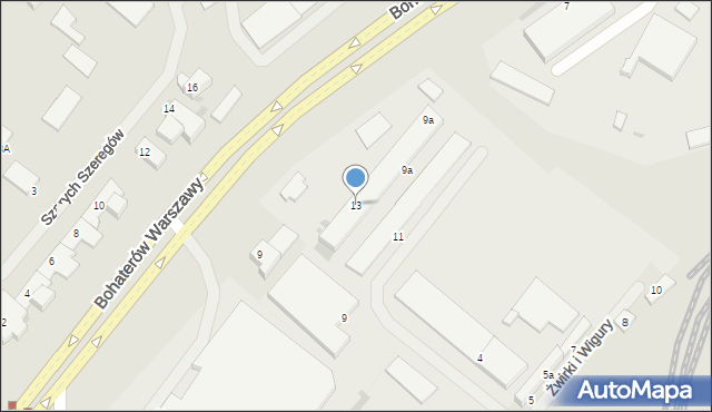 Koszalin, Franciszka Żwirki i Stanisława Wigury, 13, mapa Koszalina