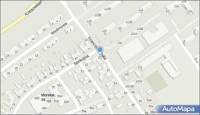 Koszalin, Franciszkańska, 101, mapa Koszalina