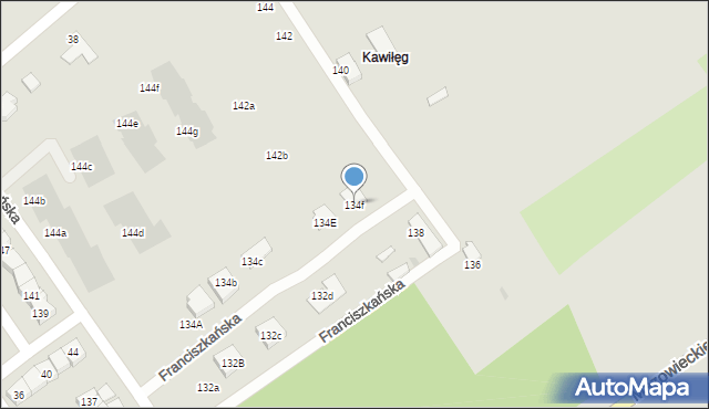 Koszalin, Franciszkańska, 134f, mapa Koszalina