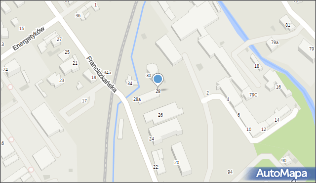 Koszalin, Franciszkańska, 28, mapa Koszalina