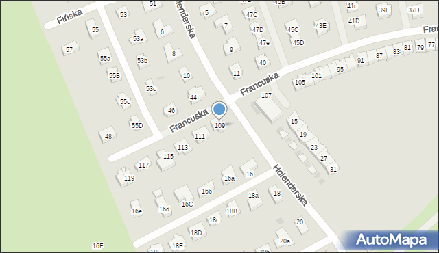 Koszalin, Francuska, 109, mapa Koszalina