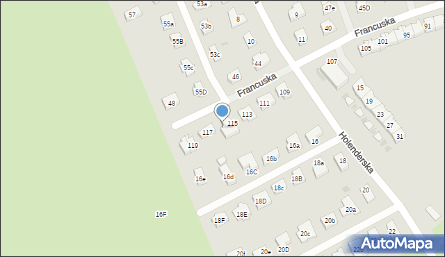 Koszalin, Francuska, 115a, mapa Koszalina