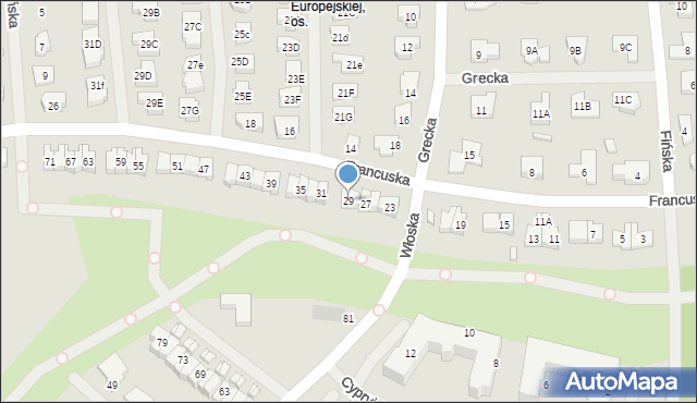 Koszalin, Francuska, 29, mapa Koszalina