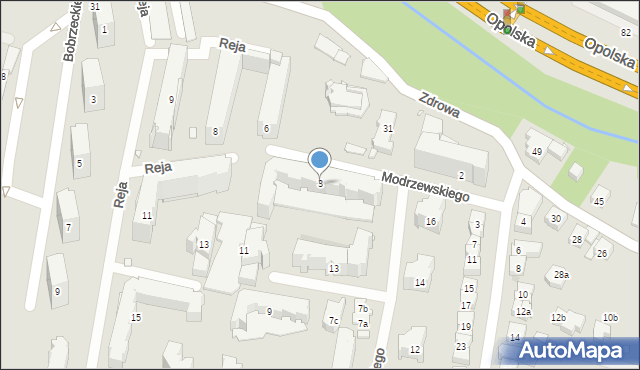 Kraków, Frycza-Modrzewskiego Andrzeja, 3, mapa Krakowa