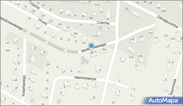 Krępiec, Frycza-Modrzewskiego Andrzeja, 32, mapa Krępiec