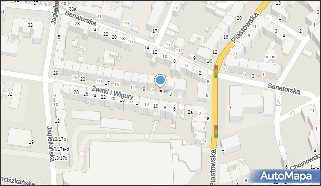 Legnica, Franciszka Żwirki i Stanisława Wigury, 5, mapa Legnicy