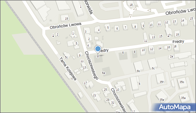 Leszno, Fredry Aleksandra, 4, mapa Leszno