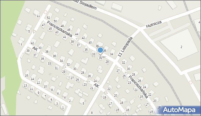 Leżajsk, Franciszkańska, 31, mapa Leżajsk