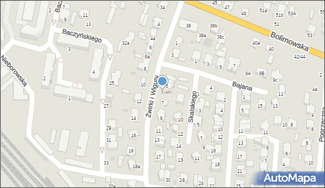 Łowicz, Franciszka Żwirki i Stanisława Wigury, 7A, mapa Łowicza