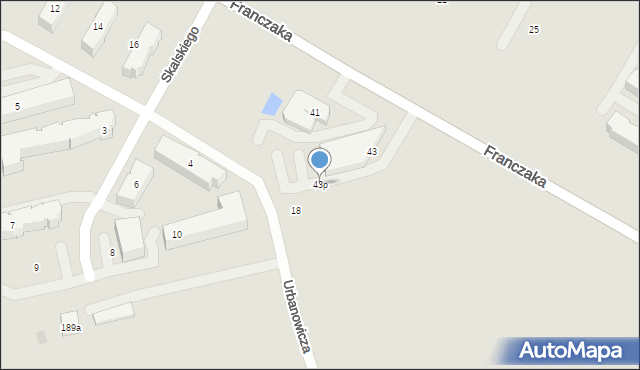 Lublin, Franczaka Józefa, sierż., 43p, mapa Lublina