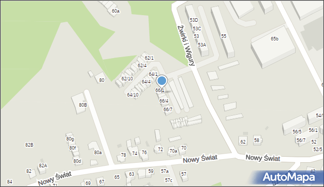 Mikołów, Franciszka Żwirki i Stanisława Wigury, 66/2, mapa Mikołów