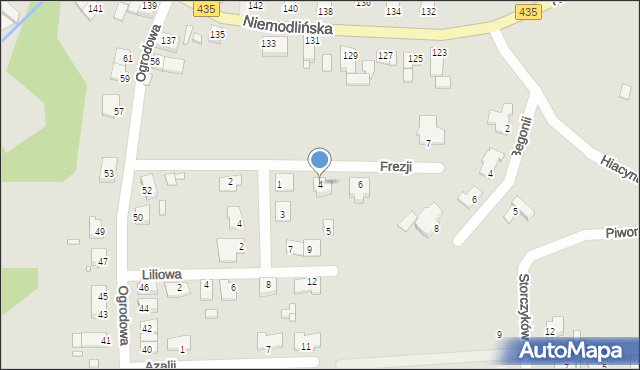 Opole, Frezji, 4, mapa Opola