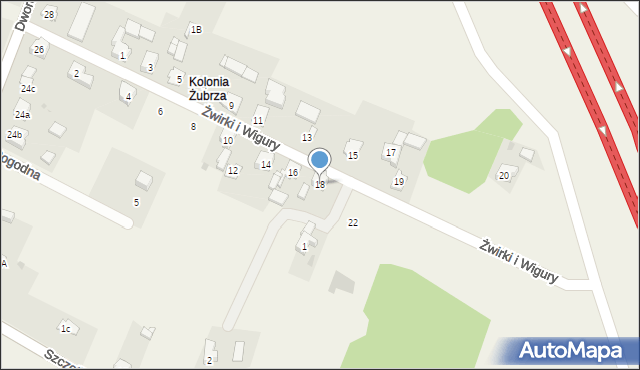 Ożarowice, Franciszka Żwirki i Stanisława Wigury, 18, mapa Ożarowice