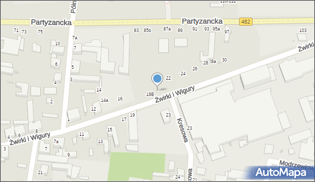 Pabianice, Franciszka Żwirki i Stanisława Wigury, 20, mapa Pabianic
