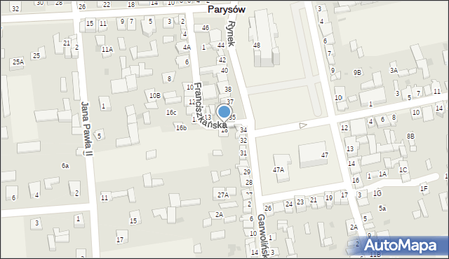 Parysów, Franciszkańska, 18, mapa Parysów