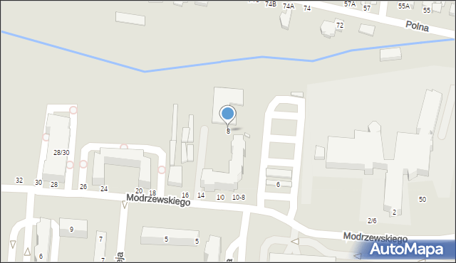 Piotrków Trybunalski, Frycza-Modrzewskiego Andrzeja, 8, mapa Piotrków Trybunalski