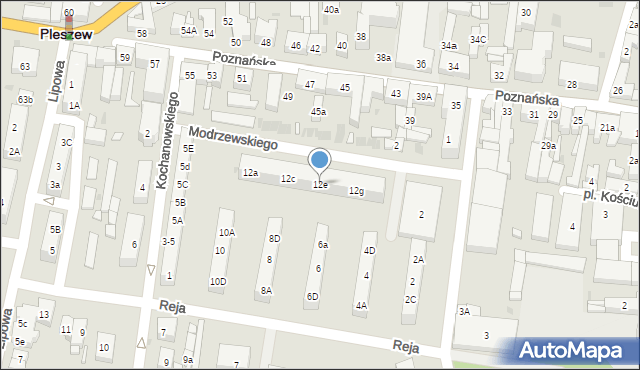 Pleszew, Frycza-Modrzewskiego Andrzeja, 12e, mapa Pleszew