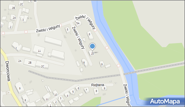Płoty, Franciszka Żwirki i Stanisława Wigury, 10, mapa Płoty