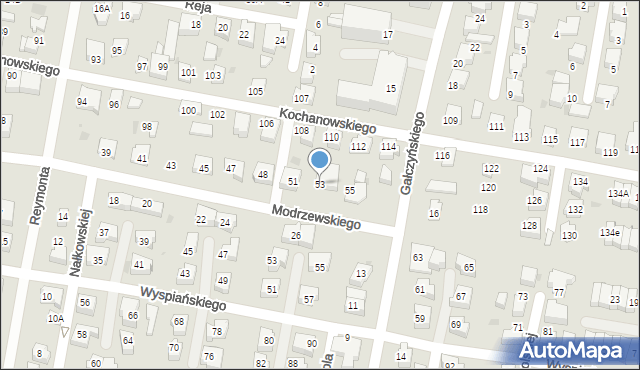 Pruszcz Gdański, Frycza-Modrzewskiego Andrzeja, 53, mapa Pruszcz Gdański