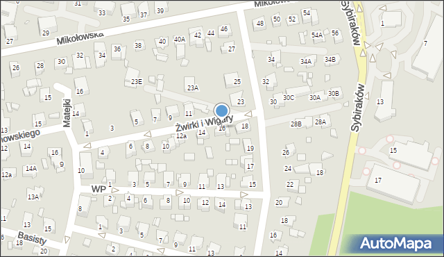 Rybnik, Franciszka Żwirki i Stanisława Wigury, 16, mapa Rybnika