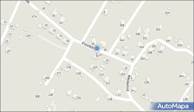 Rybnik, Frontowa, 31, mapa Rybnika