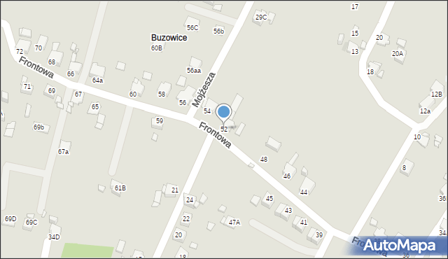 Rybnik, Frontowa, 52, mapa Rybnika