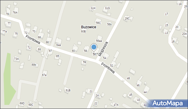 Rybnik, Frontowa, 56, mapa Rybnika