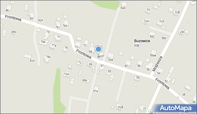 Rybnik, Frontowa, 66, mapa Rybnika