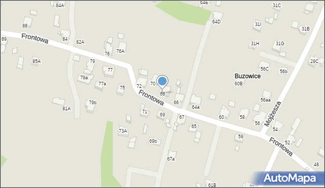 Rybnik, Frontowa, 68, mapa Rybnika