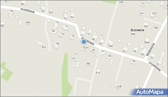 Rybnik, Frontowa, 71, mapa Rybnika