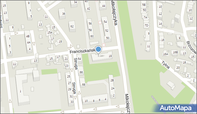 Sosnowiec, Franciszkańska, 17, mapa Sosnowca