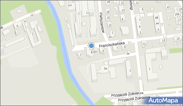 Sosnowiec, Franciszkańska, 3, mapa Sosnowca