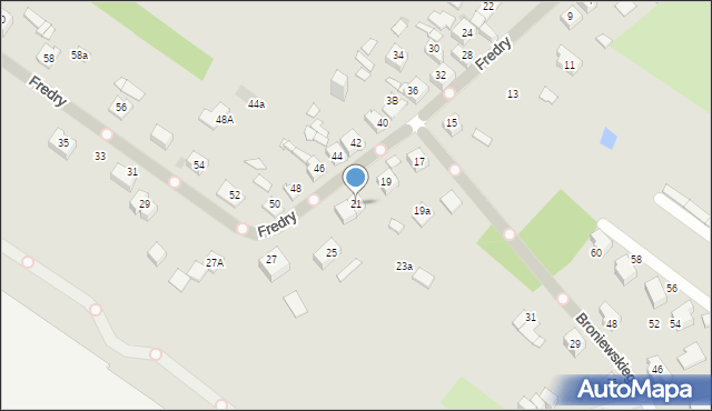 Sosnowiec, Fredry Aleksandra, 21, mapa Sosnowca