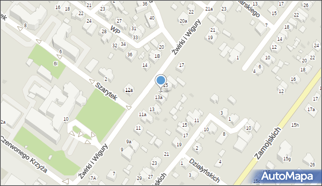 Środa Wielkopolska, Franciszka Żwirki i Stanisława Wigury, 13c, mapa Środa Wielkopolska