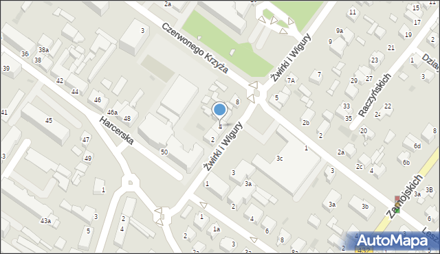 Środa Wielkopolska, Franciszka Żwirki i Stanisława Wigury, 4, mapa Środa Wielkopolska