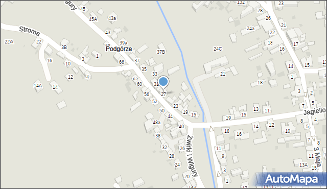 Stary Sącz, Franciszka Żwirki i Stanisława Wigury, 27, mapa Stary Sącz