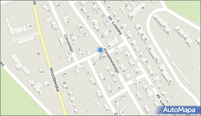 Strzelin, Franciszka Żwirki i Stanisława Wigury, 22, mapa Strzelin