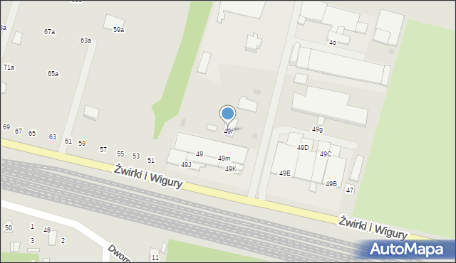 Świdnik, Franciszka Żwirki i Stanisława Wigury, 49r, mapa Świdnika
