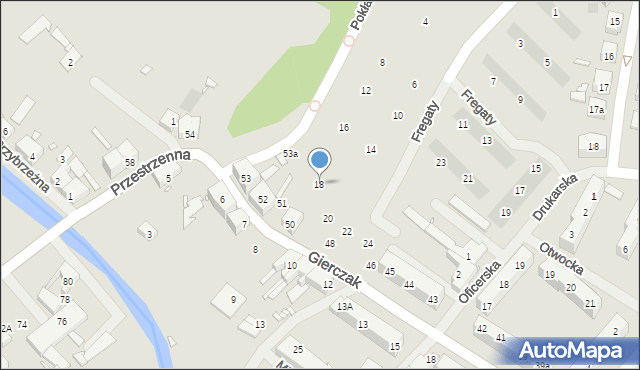 Szczecin, Fregaty, 18, mapa Szczecina