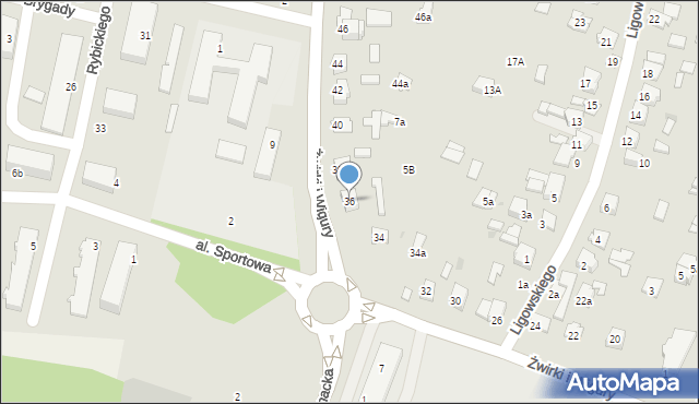 Tomaszów Lubelski, Franciszka Żwirki i Stanisława Wigury, 36, mapa Tomaszów Lubelski