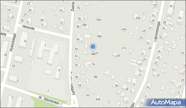 Tomaszów Lubelski, Franciszka Żwirki i Stanisława Wigury, 44a, mapa Tomaszów Lubelski